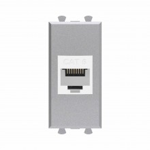 Компьютерная розетка RJ-45 без шторки модульная, кат.6, "Avanti", "Закаленная сталь", 1 модуль