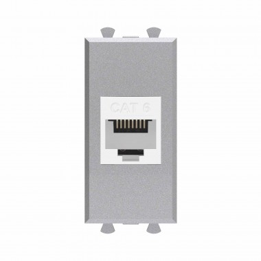 4404691 | Компьютерная розетка RJ-45 без шторки модульная, кат.6, "Avanti", "Закаленная сталь", 1 модуль