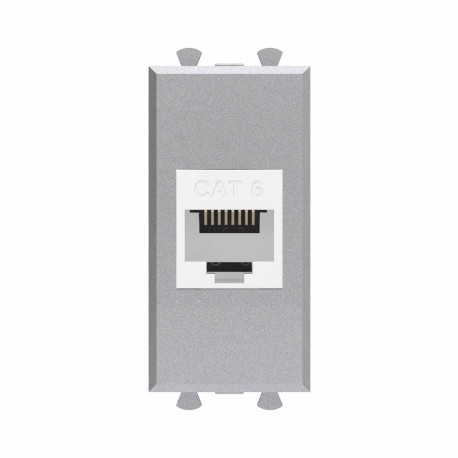 4404691 | Компьютерная розетка RJ-45 без шторки модульная, кат.6, "Avanti", "Закаленная сталь", 1 модуль