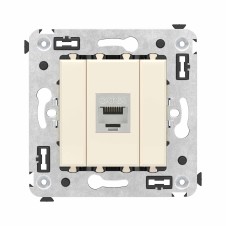 Компьютерная розетка RJ-45 без шторки в стену, кат.6А одинарная экранированная, "Avanti", "Ванильная дымка"