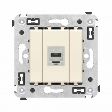 4405773 | Компьютерная розетка RJ-45 без шторки в стену, кат.6А одинарная экранированная, "Avanti", "Ванильная дымка"